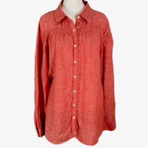 Lands' End Women's Coral Button-Down Shirt